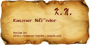 Kaszner Nándor névjegykártya